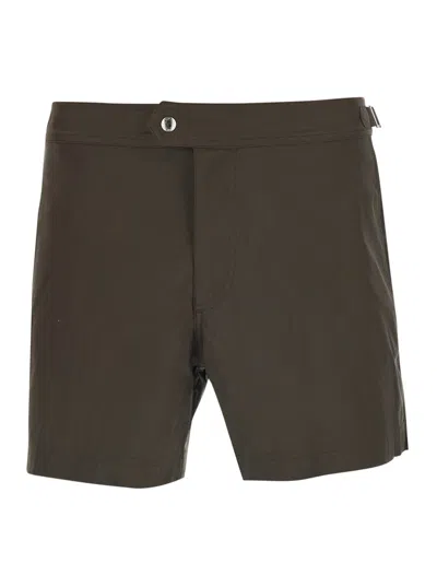 Tom Ford Swim Shorts Micro Compact Poplin Wr Swim Short Brown In Polyester Men