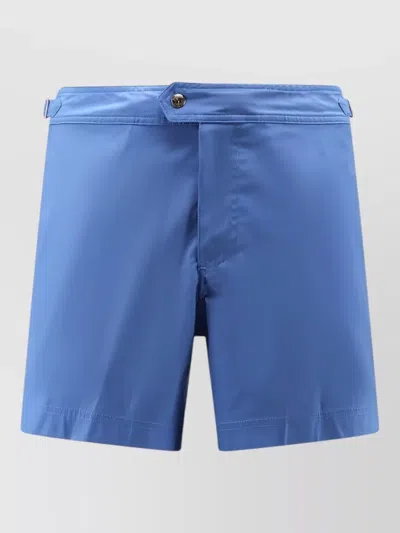 Tom Ford Swim Shorts Nylon Side Straps Pockets In Blue