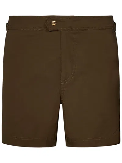 Tom Ford Military Green Nylon Swim Shorts
