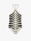 Tom Ford Optical Scaloppe-print Halterneck One-piece Swimsuit With Chain In Black