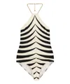 Tom Ford Optical Scaloppe-print Halterneck One-piece Swimsuit With Chain In Black