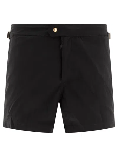 Tom Ford Black Swimsuit With Buckle On The Front In Tech Fabric Man