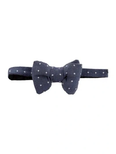 Pre-owned Tom Ford Swiss Dot Woven Bow Tie In Blue