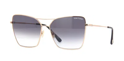 Pre-owned Tom Ford Sye Ft 0738 Shiny Rose Gold/grey Shaded (28b) Sunglasses