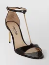 Tom Ford T-bar Croc-embossed Mid Heel Sandals In Black