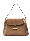 Tom Ford T-bar Suede Cross Body Bag In Brown
