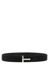 Tom Ford Men Logo Reversible Belt In Black