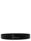 Tom Ford Logo Reversible Belt In Black