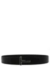 Tom Ford Logo Reversible Belt In Black