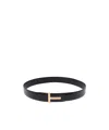 Tom Ford T Icon Reversible Soft Grain Leather Belt In Black