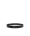 Tom Ford Leather Belt With Enamelled Logo In Black