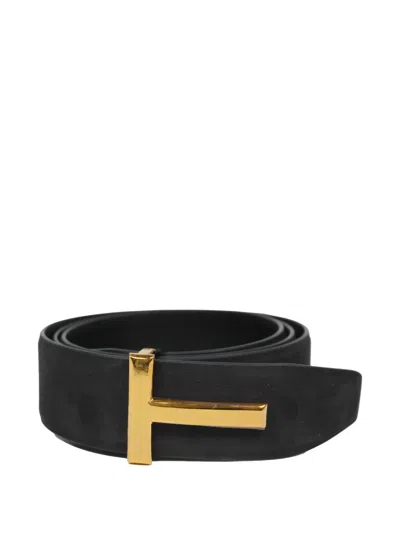Tom Ford T-buckle Leather Belt In Brown