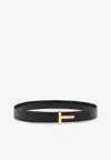 Tom Ford Reversible Belt With Logo Plaque In Black