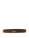 Tom Ford Multicolor Textured Reversible Buckle Belt In Brown