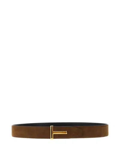 Tom Ford T-buckle Reversible Belt In Brown