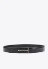 Tom Ford T-buckle Reversible Belt In Croc-embossed Leather In Black