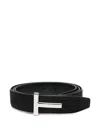 Tom Ford T-buckle Suede Belt Accessories In Black