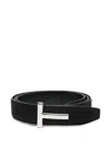 Tom Ford T-buckle Suede Belt Accessories In Black