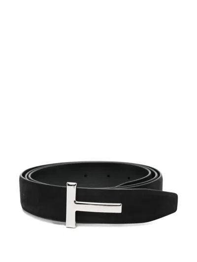 TOM FORD TOM FORD T-BUCKLE SUEDE BELT ACCESSORIES