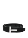 Tom Ford T-buckle Suede Belt Accessories In Black