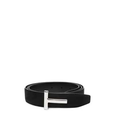 TOM FORD T-BUCKLE SUEDE BELT