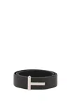 Tom Ford Reversible Grain Leather T Belt For Men In Dual Shades In Brown