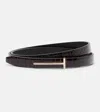 Tom Ford T Croc-effect Leather Belt In Black