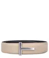 Tom Ford T Grainy Belt In Beige