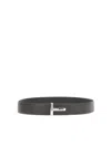 Tom Ford T Grainy Leather Belt In Brown