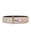 Tom Ford T Grainy Belt In Dune + Brown
