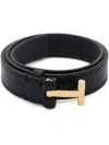 Tom Ford Black Leather T-lock Wrap Bracelet In Black