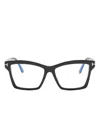 Tom Ford T-hinge Square-frame Glasses In Black