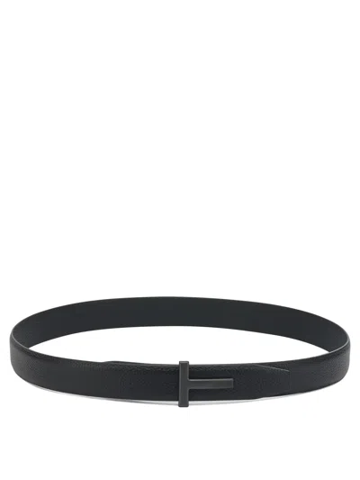 Tom Ford "t Icon" Belt In Black