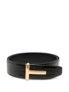 Tom Ford T Icon Embossed-crocodile Belt In Brown