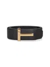 Tom Ford Brown Belt With T-plaque On The Front In Grained Leather Man In Brown