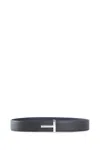 Tom Ford T Icon Belt In Grain Leather In Brown
