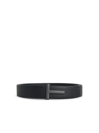 Tom Ford 't Icon' Black Lear Belt
