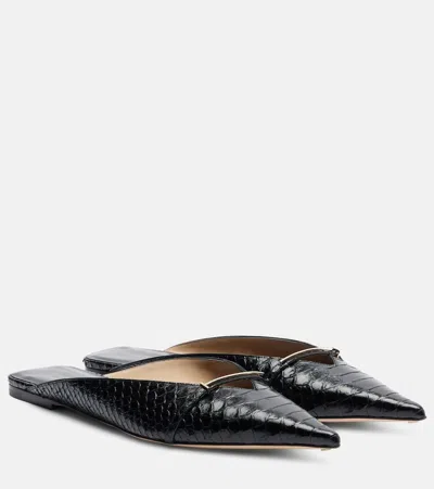 Tom Ford T Icon Croc-effect Leather Sandals In Black