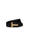 Tom Ford T Icon Embossed-crocodile Belt In Black