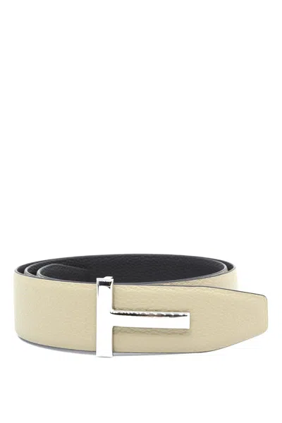Tom Ford T Icon Reversible Belt In Beige