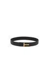 Tom Ford Brown Belt With T-plaque On The Front In Grained Leather Man In Black