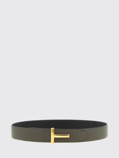 Tom Ford T Icon Reversible Hammered Leather Belt With Monogram Buckle In White