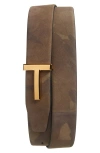 Tom Ford T Icon Reversible Soft Grain Leather Belt In 3bn06 Brown/black