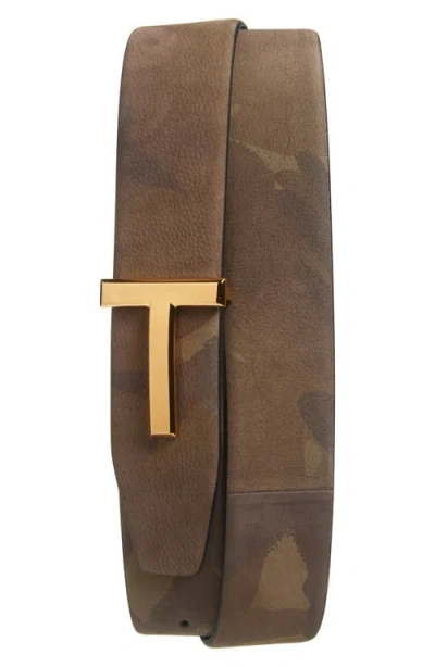 Tom Ford T Icon Reversible Soft Grain Leather Belt In 3bn06 Brown/black