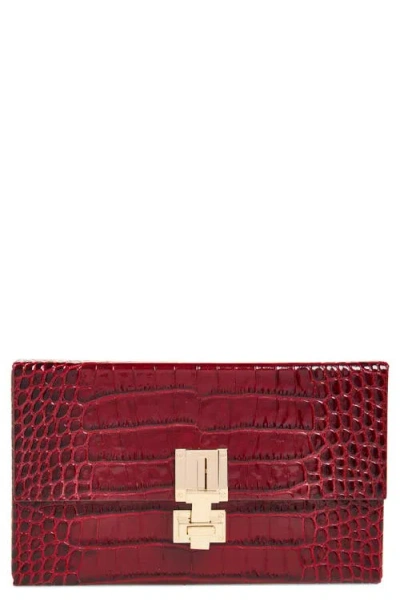 Tom Ford T Latch East/west Croc Embossed Leather Clutch In Red