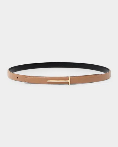 Tom Ford T Leather Belt In Brown