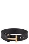 Tom Ford Black Leather T-lock Wrap Bracelet In Black