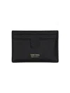 Tom Ford Black T Line Card-holder With Gold-colored Embossed Logo In Grainy Leather Man In Black