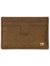 Tom Ford Phyton-print Leather Card Holder In Brown