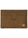 Tom Ford Phyton-print Leather Card Holder In Brown
